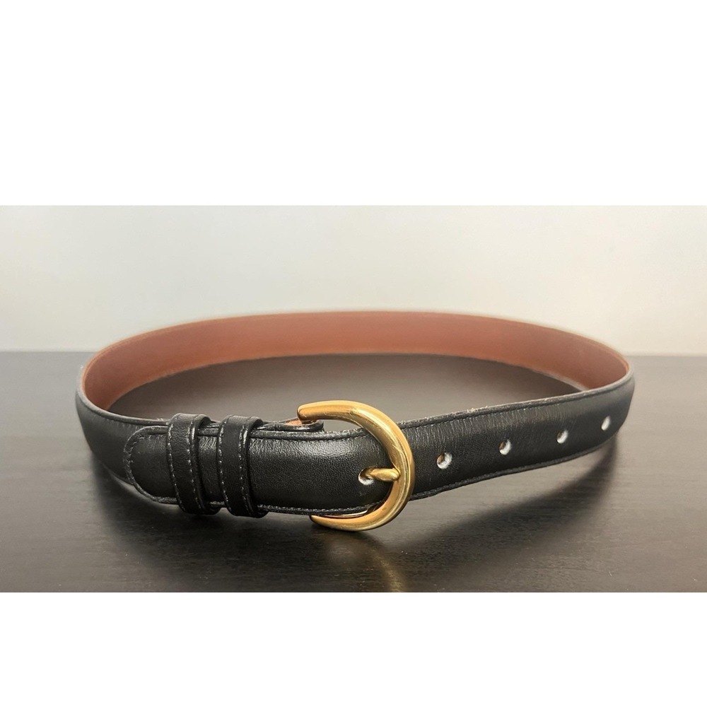 VTG 90's Coach Black Full Grain Leather Belt Petite XS Brass Horseshoe Buckle